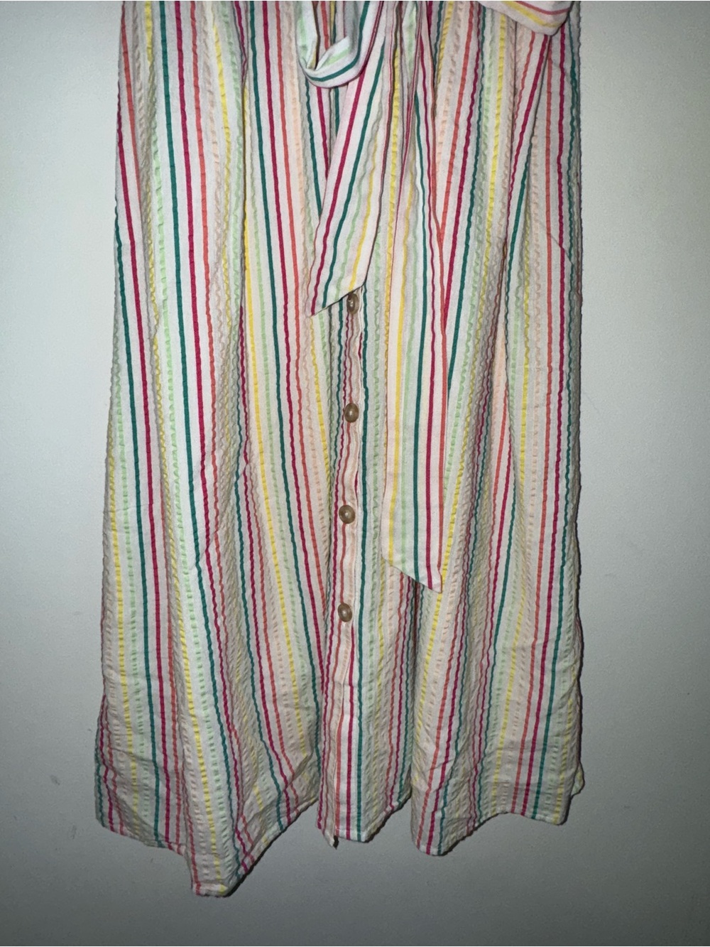 LOFT Multicolor Striped Button-Front Dress with Tie - Picture 3 of 8